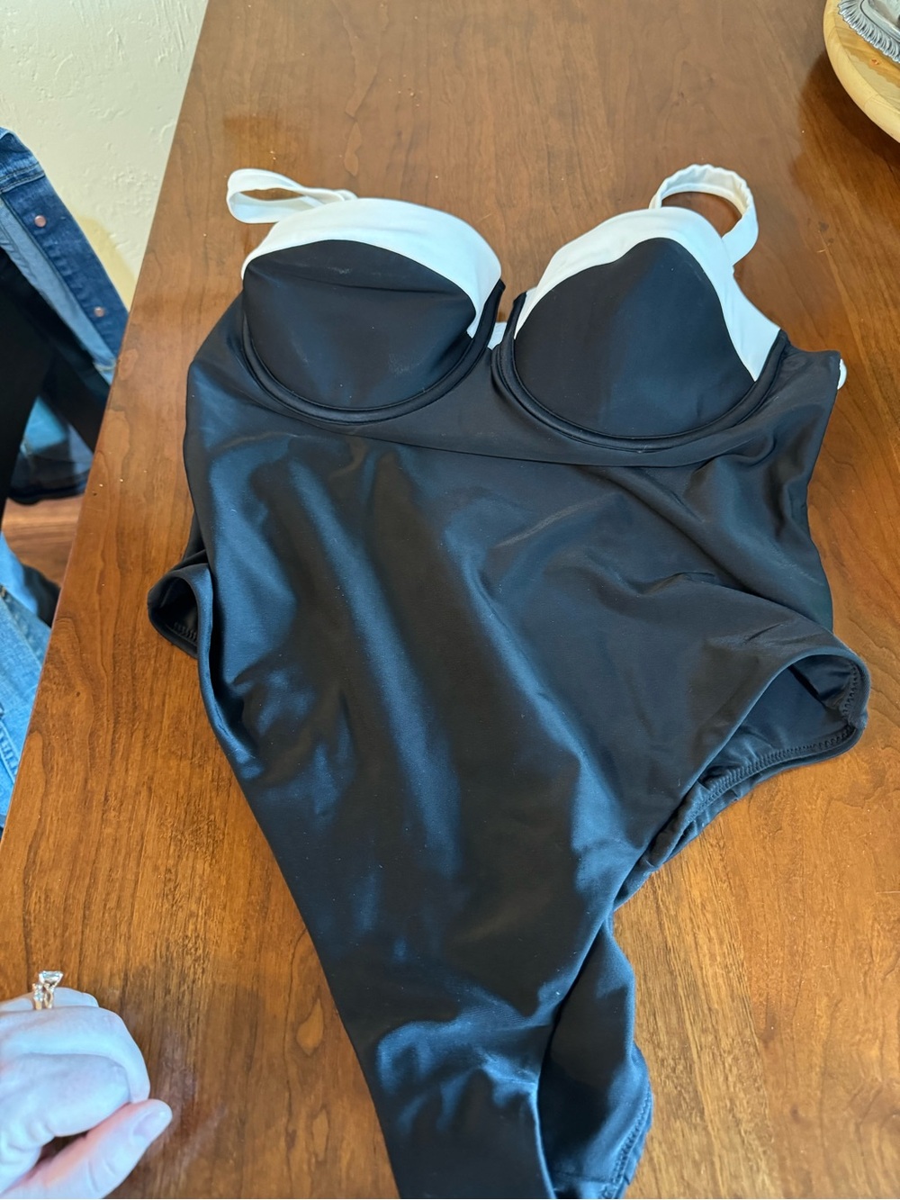 Women’s Black and White One-Piece Swim Suit